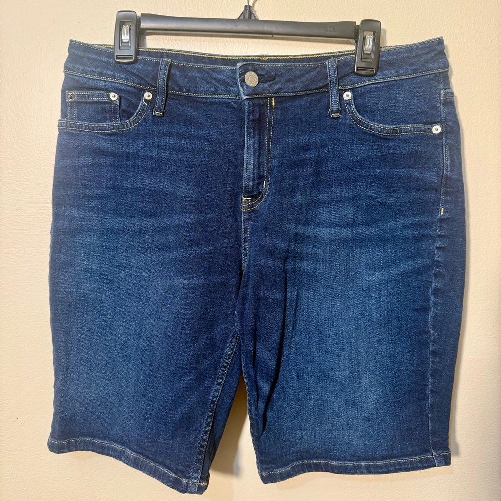Calvin Klein Dark Wash Bermuda Jean Shorts, Size 12